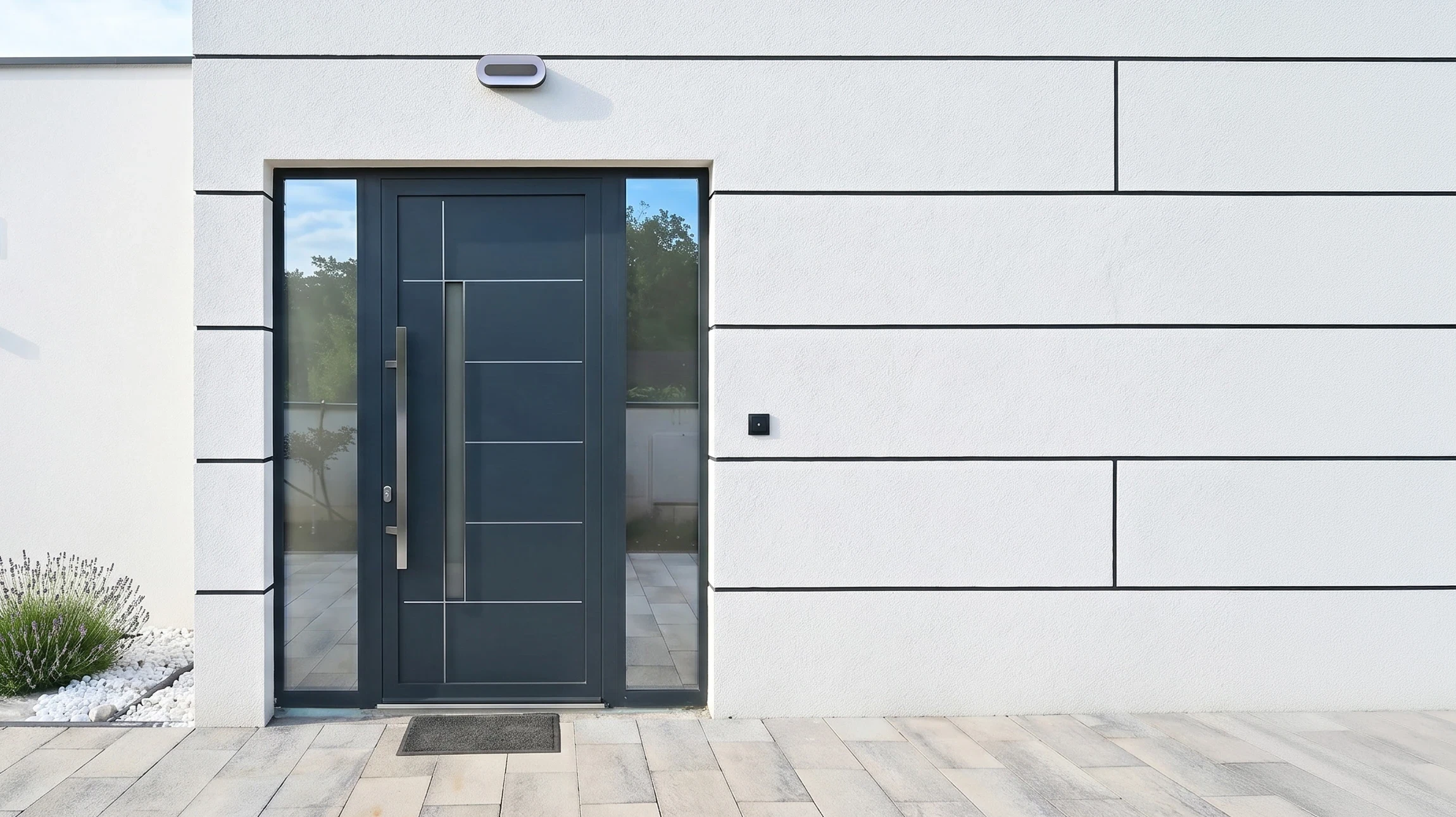 Porte d'entrée de la maison au design minimaliste moderne